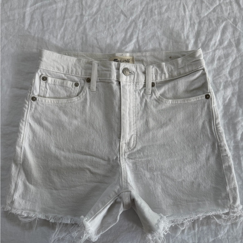 Madewell White High Rise Jean Shorts